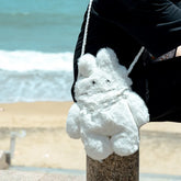 Kawaii White Cotton Crossbody Bag Casual and Cute Bunny Theme